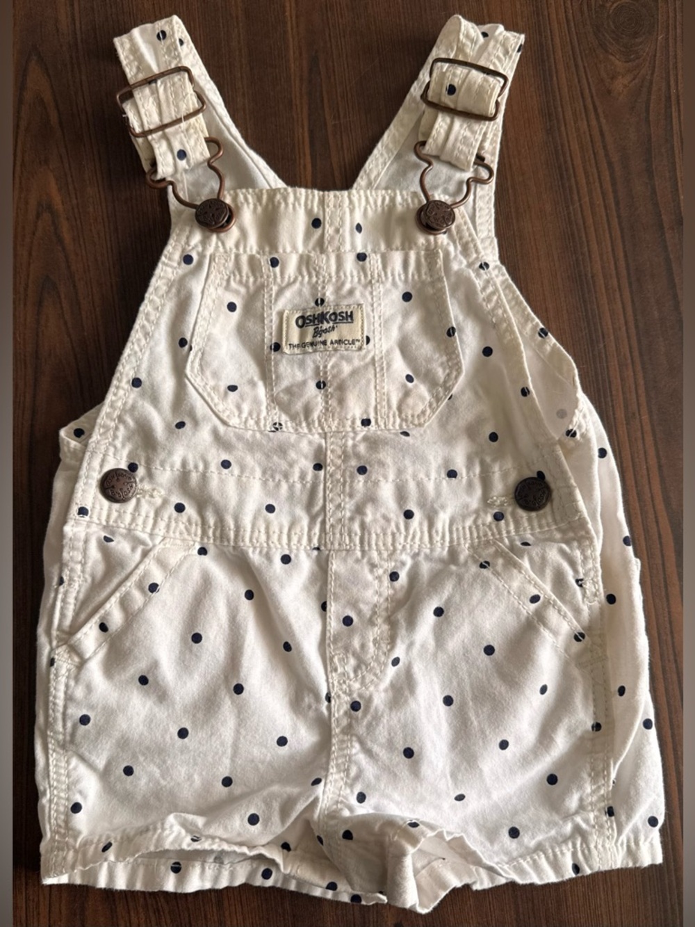 OshKosh B'gosh White Polka Dot Infant Short Overalls